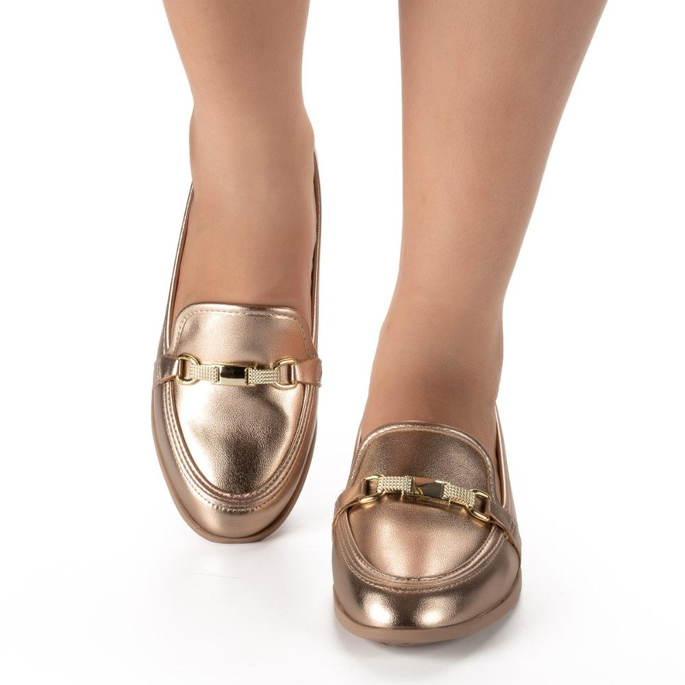 Sapato Mississipi Loafer Metalizado Dourado 2