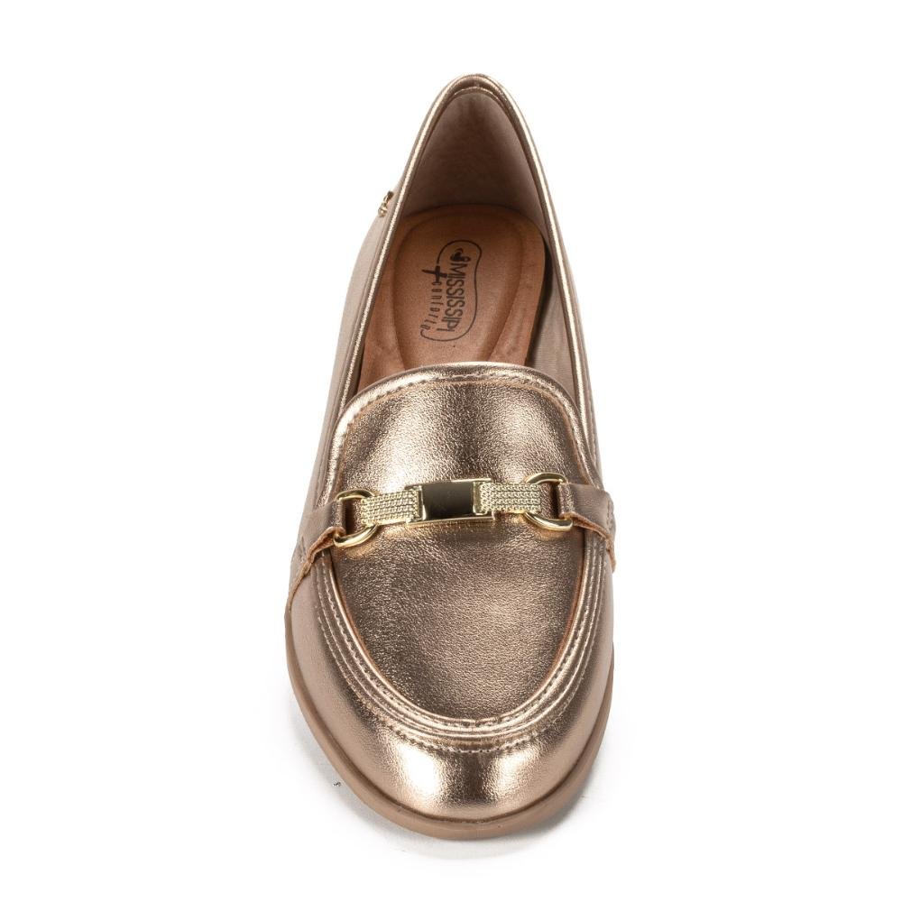 Sapato Mississipi Loafer Metalizado Dourado 6