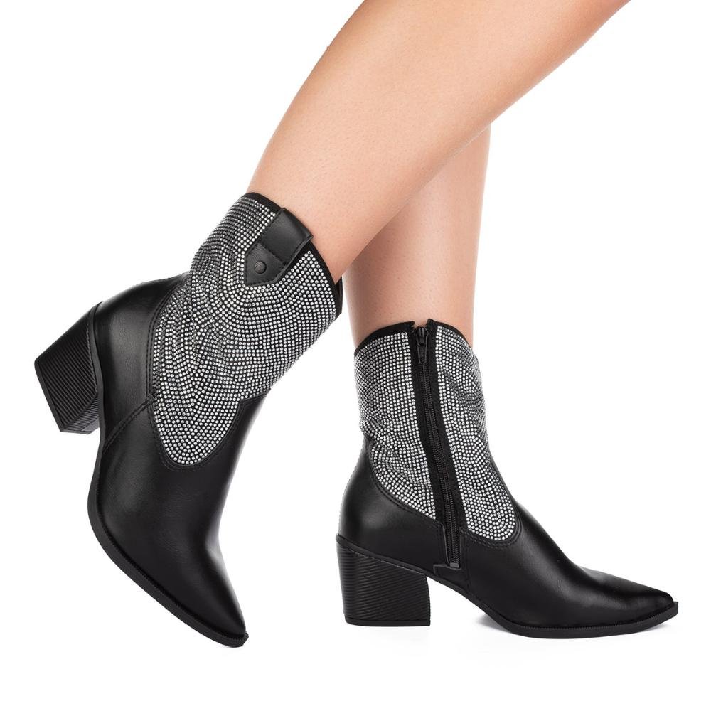 Bota Tanara Western de Salto Bloco T7763 Preto 2