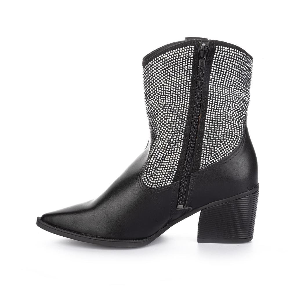 Bota Tanara Western de Salto Bloco T7763 Preto 3