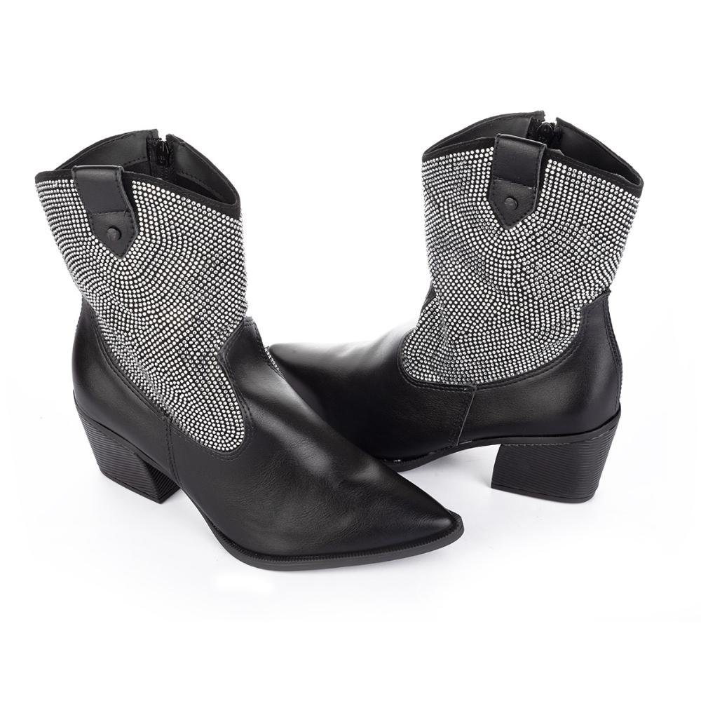 Bota Tanara Western de Salto Bloco T7763 Preto 6