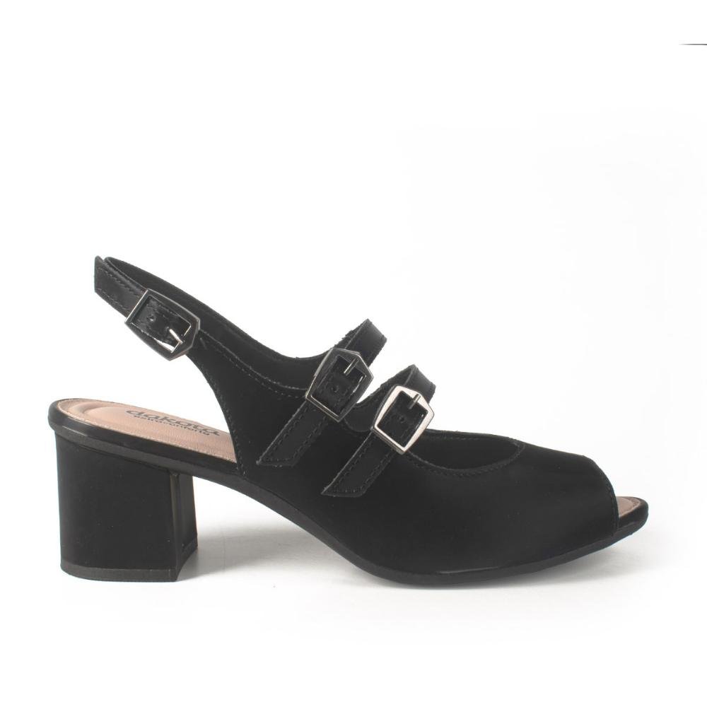 Sapato Dakota de Salto Bloco Metalizado Feminino DA043 Preto 1