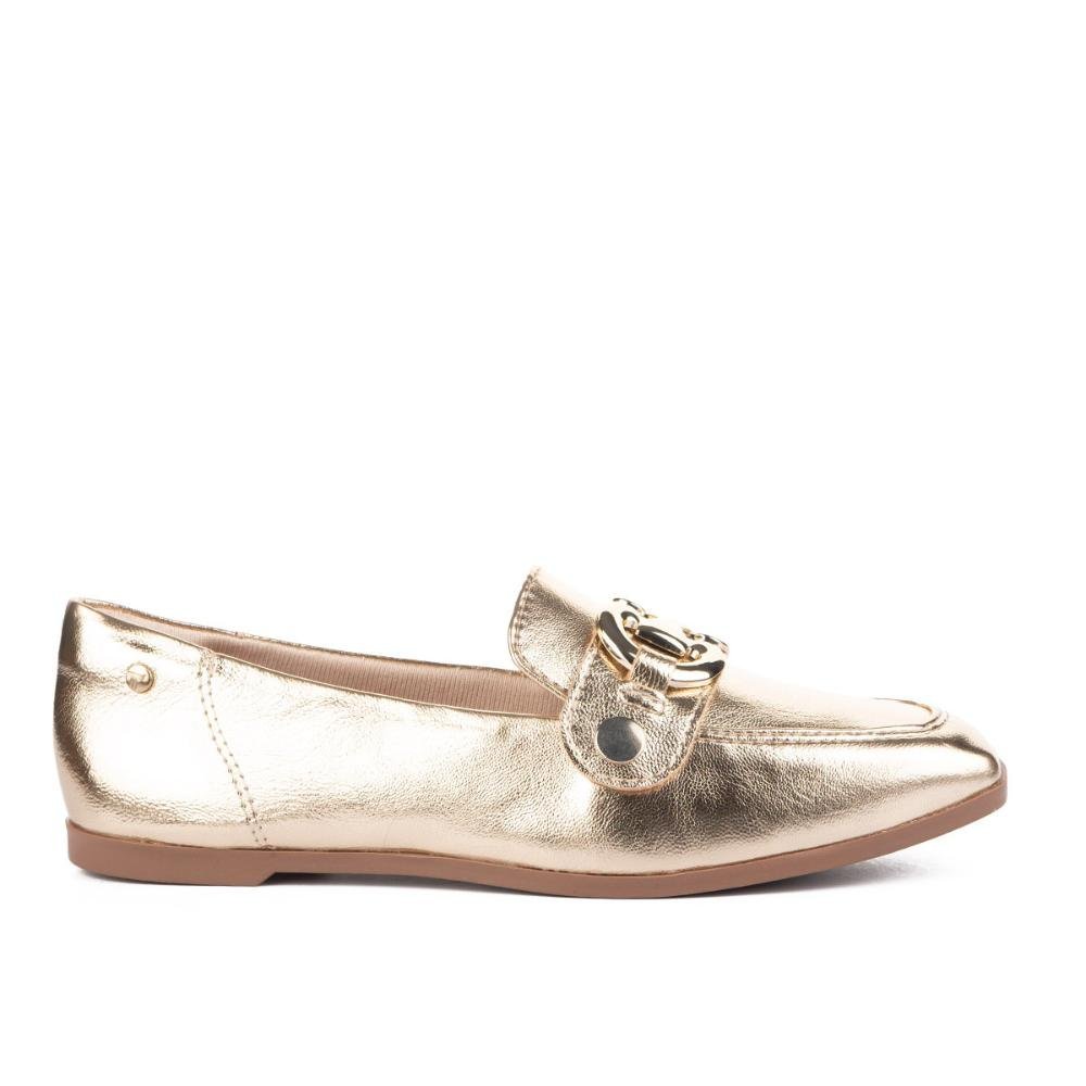 Sapato Tanara Loafer Metalizado Dourado 1