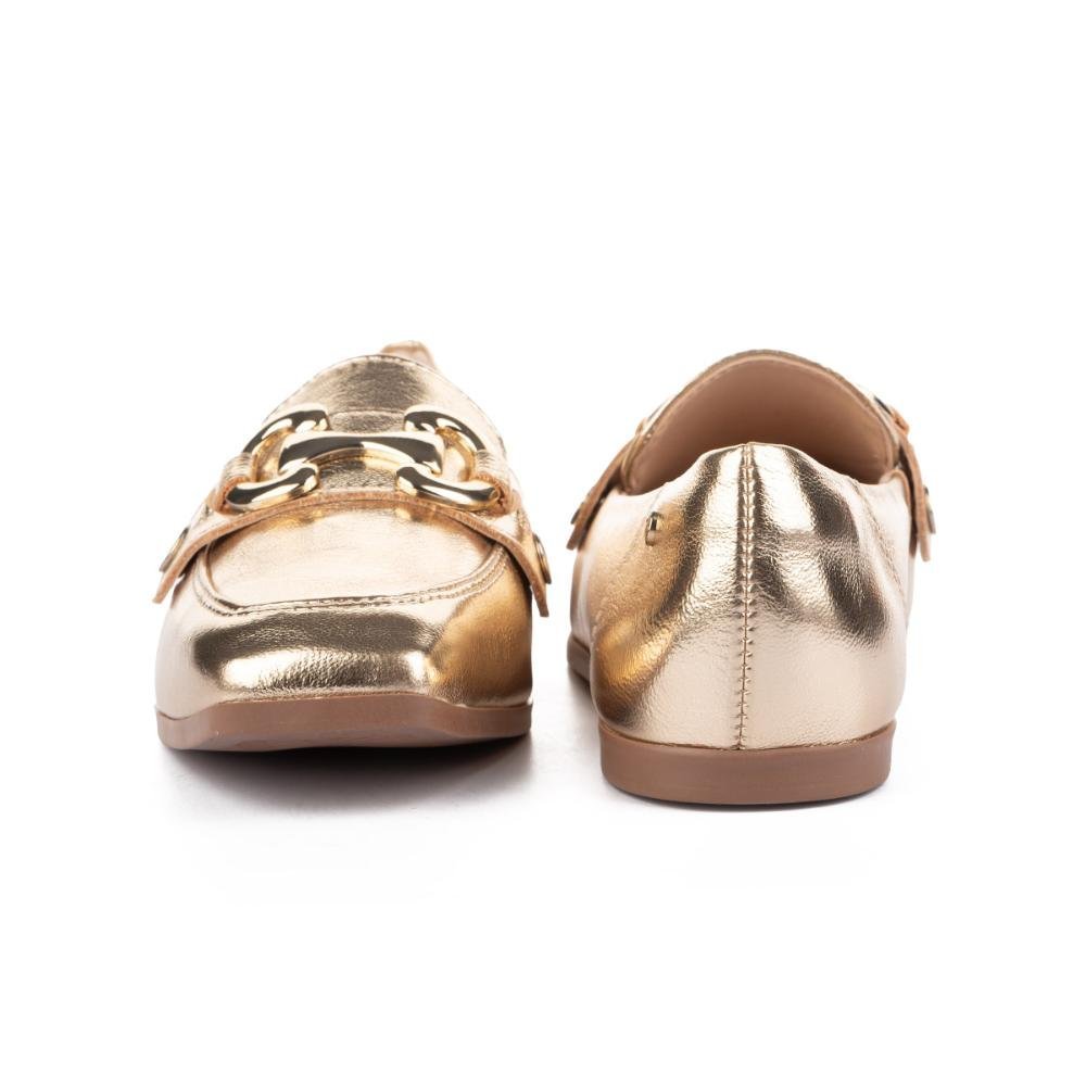 Sapato Tanara Loafer Metalizado Dourado 4