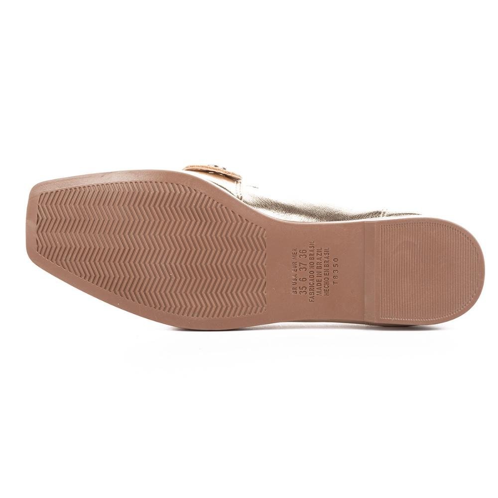 Sapato Tanara Loafer Metalizado Dourado 5