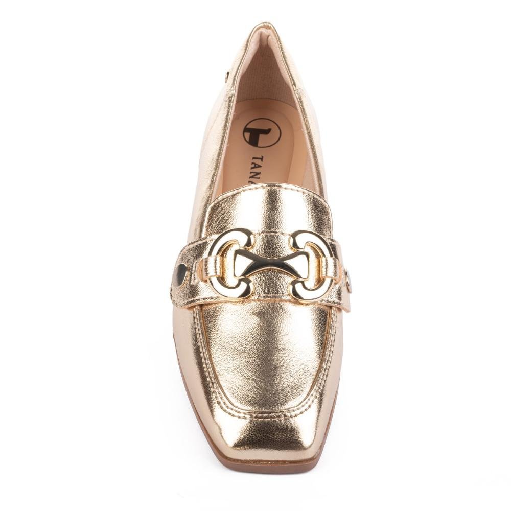 Sapato Tanara Loafer Metalizado Dourado 6