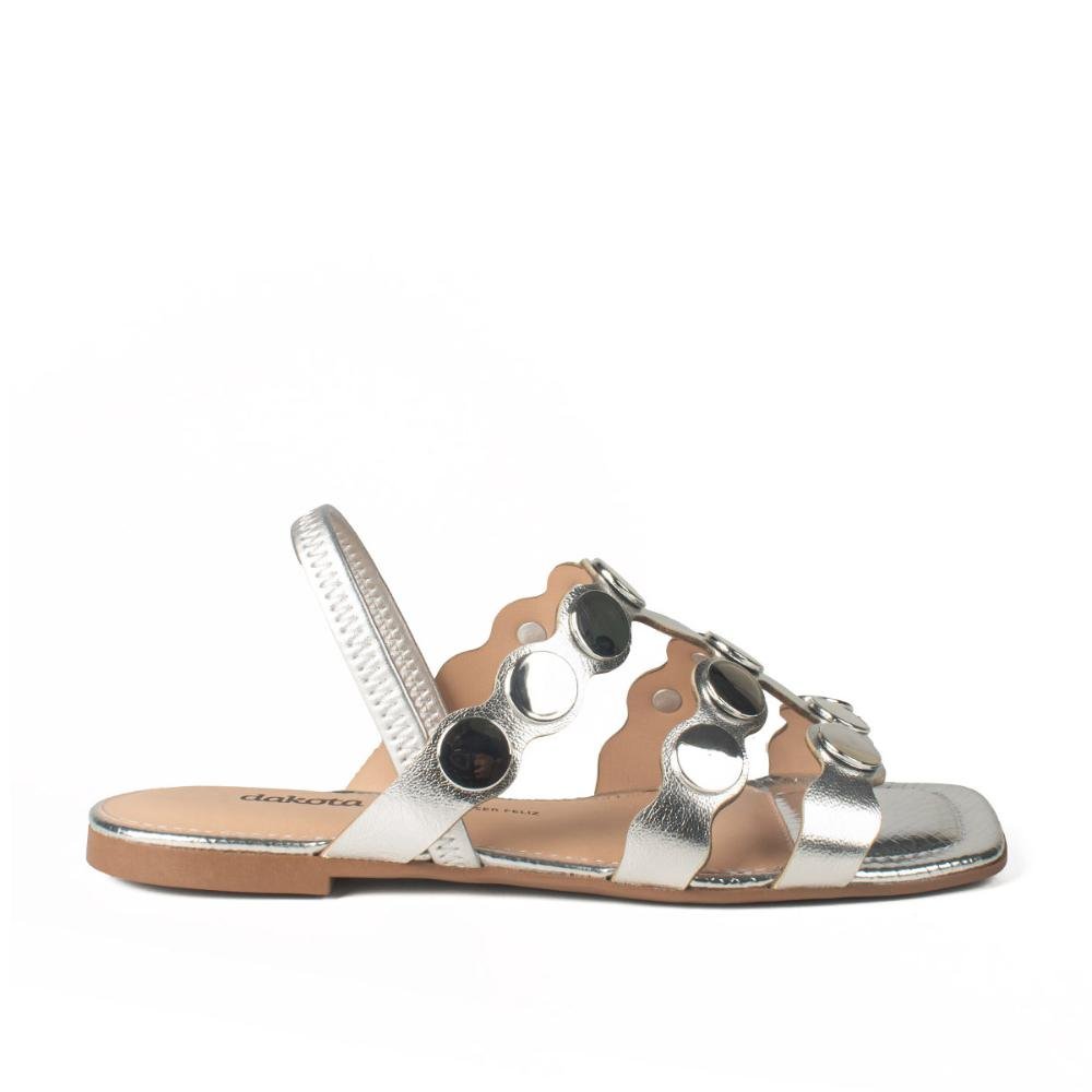 Sandália Dakota Rasteira Metalizada Y7601 Prata 1