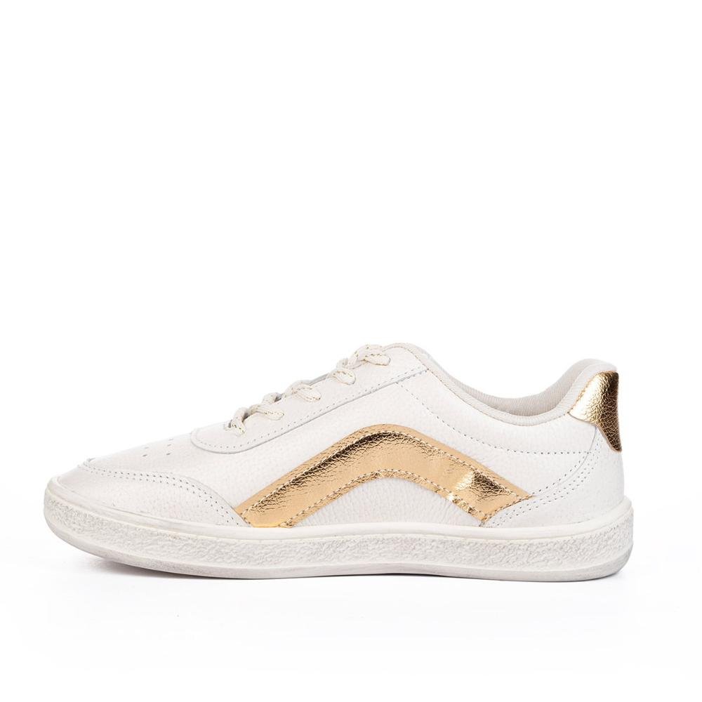 Tênis Tanara Casual Em Couro T8781 Bege 2