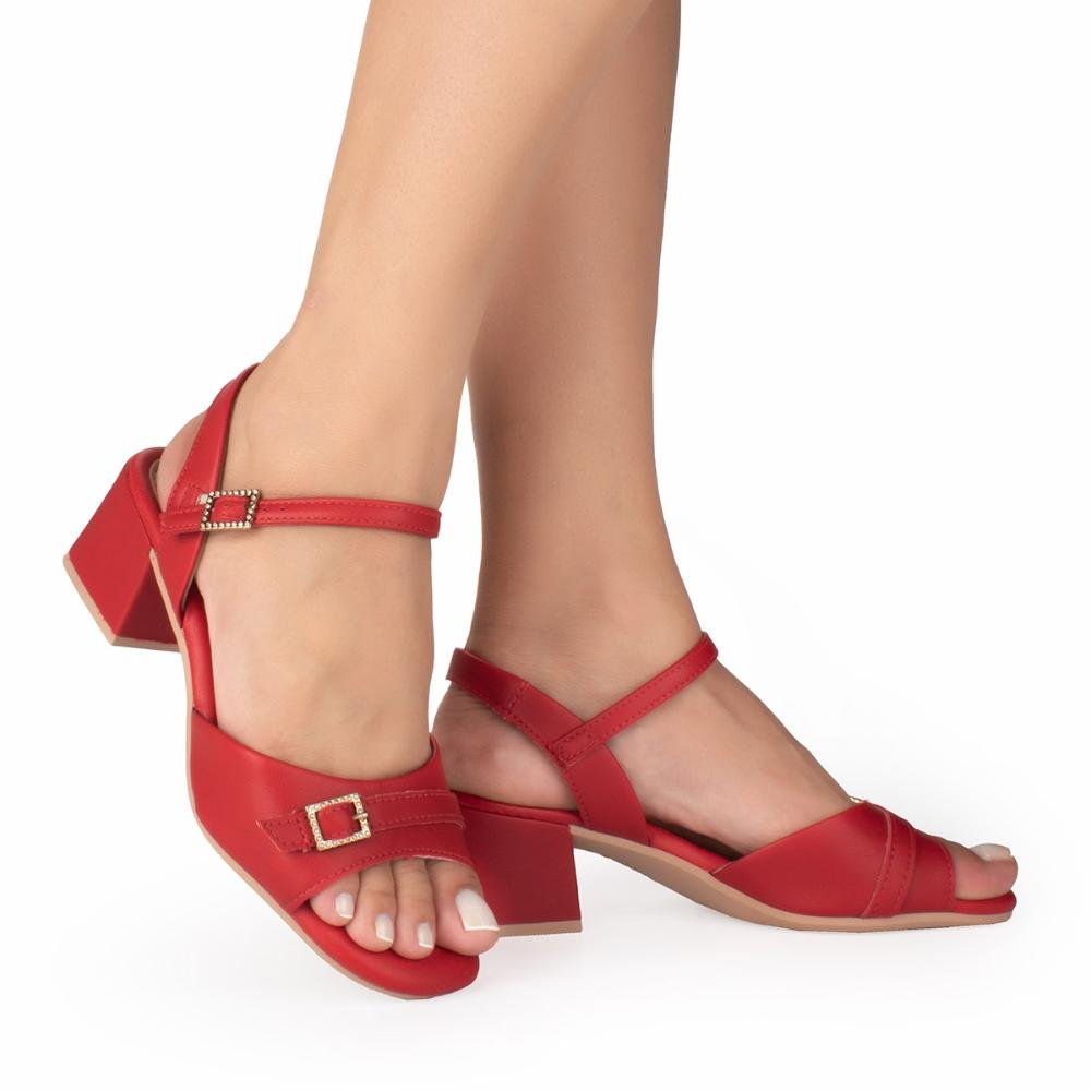 Sandália Campesí de Salto Bloco CP303 Vermelho 7