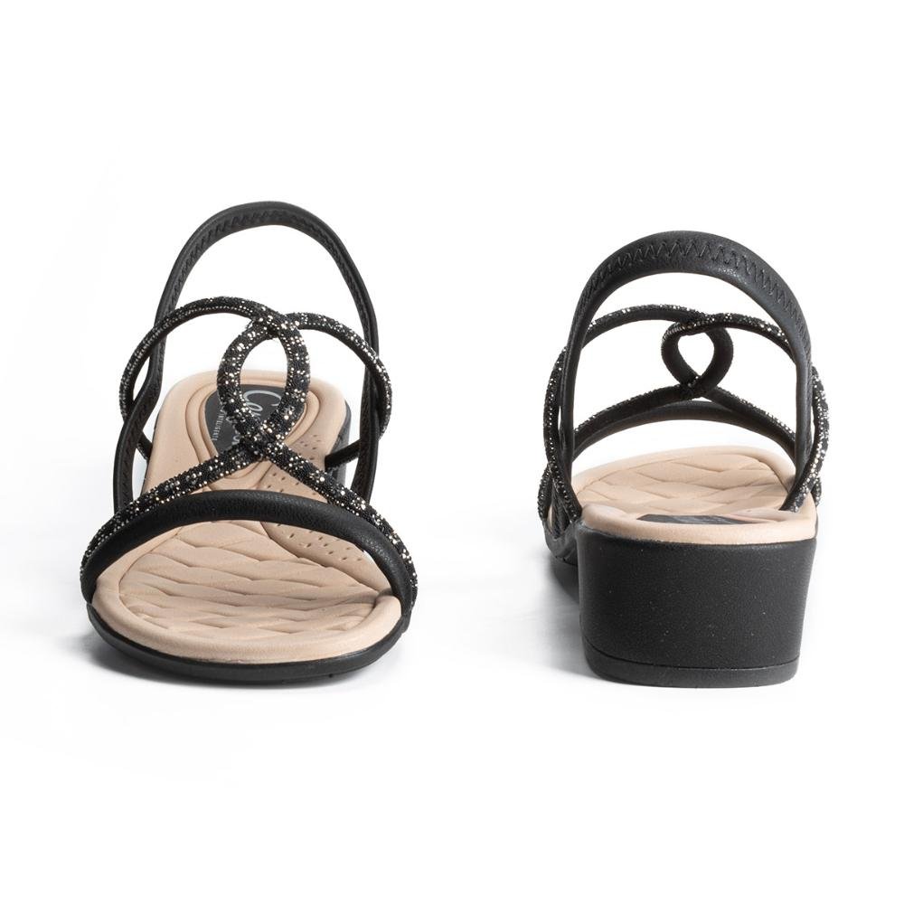 Sandália Campesí de Salto Bloco Metalizada CP162 Preto 11