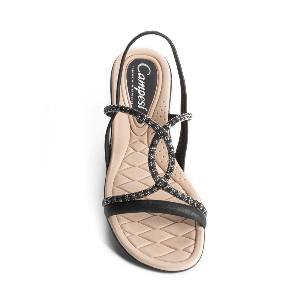 Sandália Campesí de Salto Bloco Metalizada CP162 Preto 13