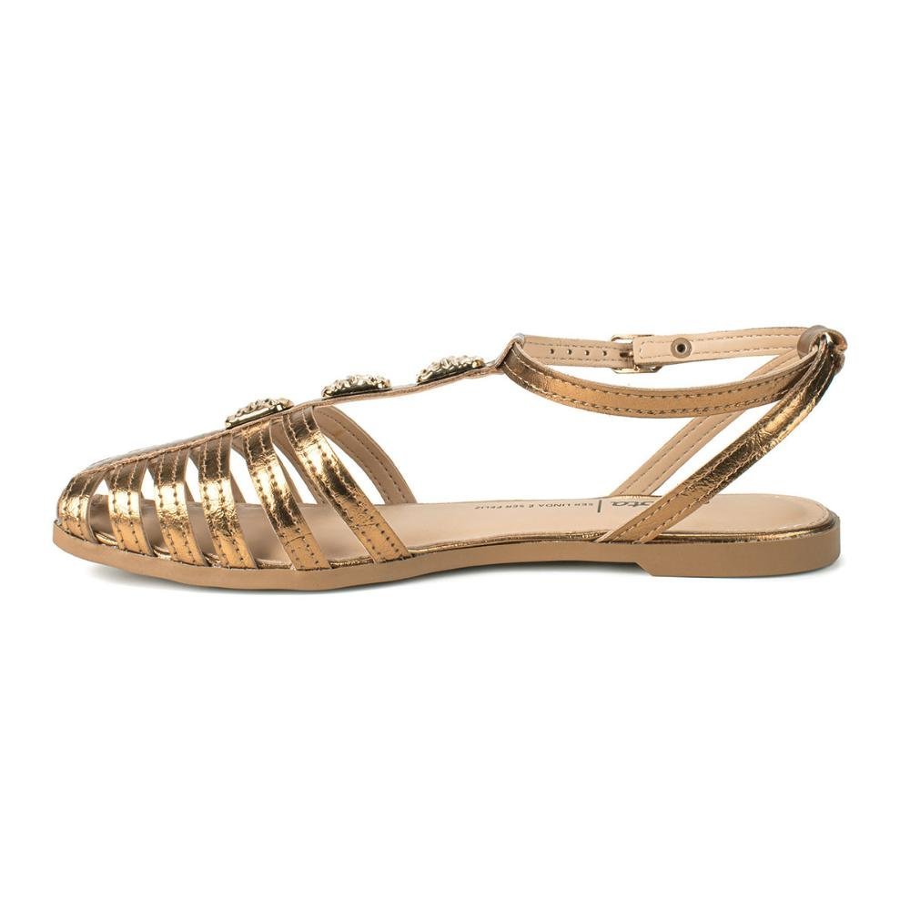 Sandália Dakota Rasteira Metalizada Feminina Y8461 Bronze 3