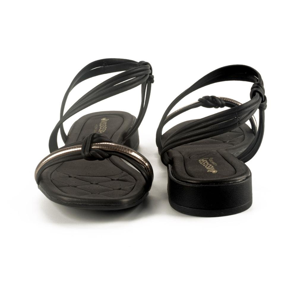 Sandália Mississipi de Salto Baixo Metalizada MB323 Preto 4