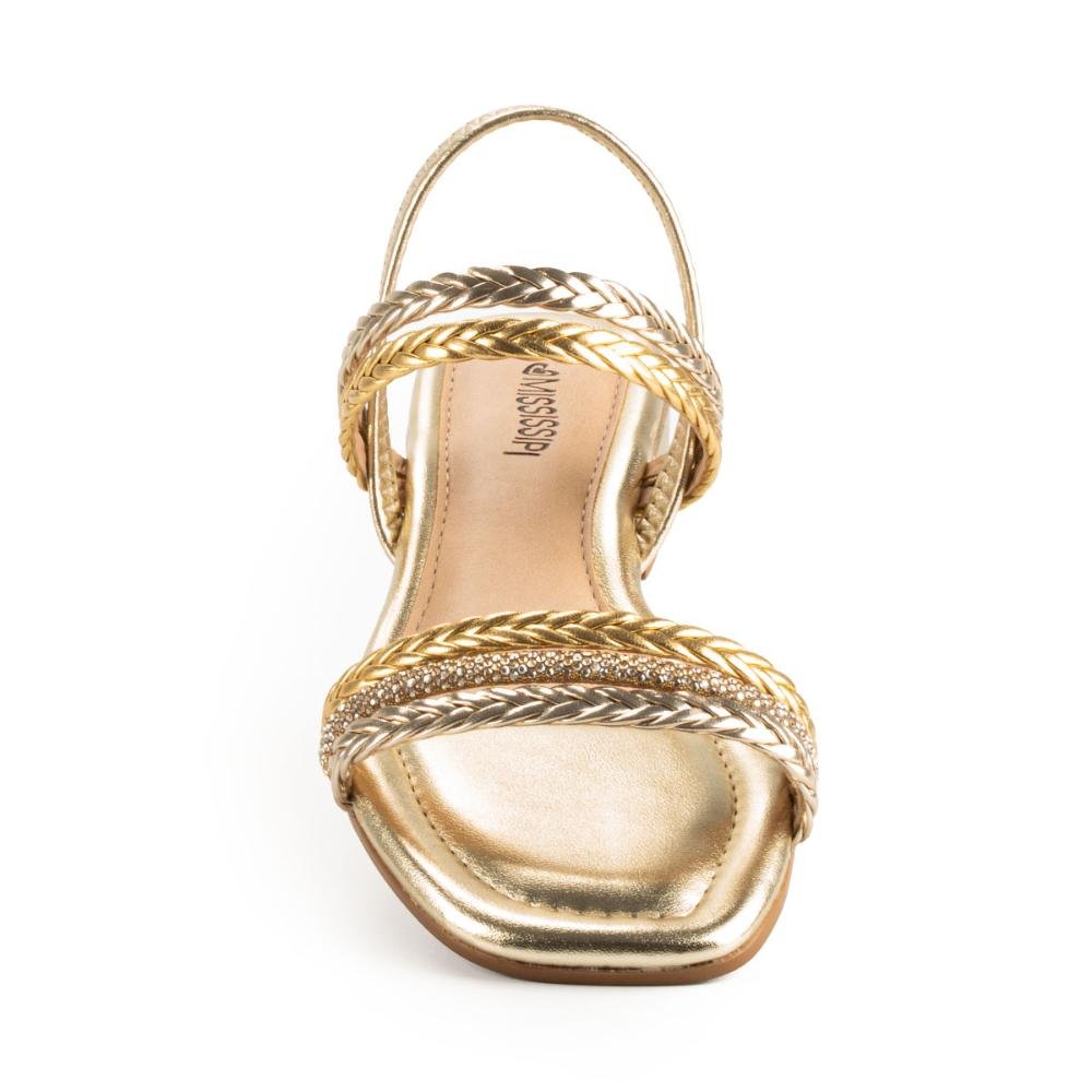Sandália Mississipi de Salto Bloco MB802 Dourado 6