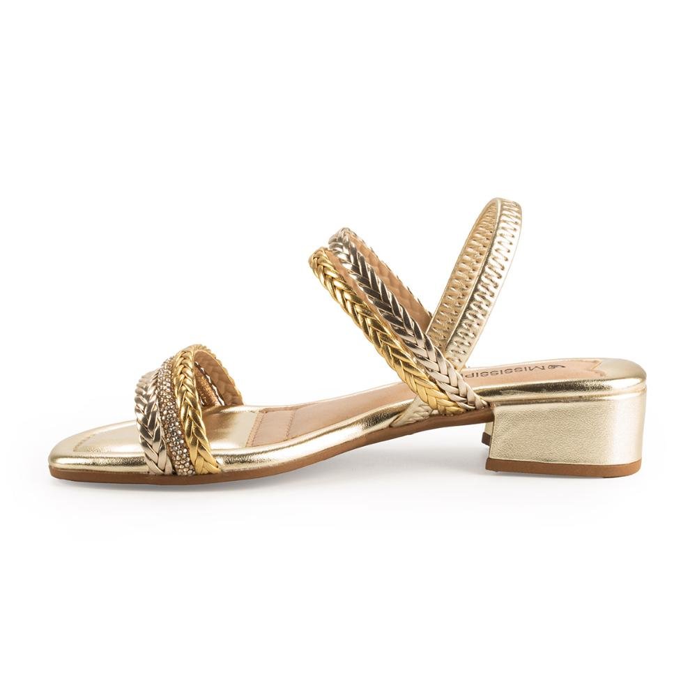 Sandália Mississipi de Salto Bloco MB802 Dourado 3
