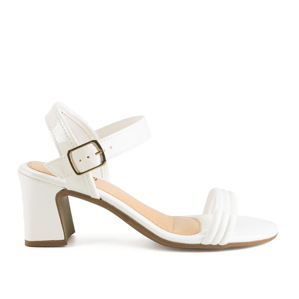 Sandália Mississipi de Salto Bloco Metalizada MC142 Branco 1