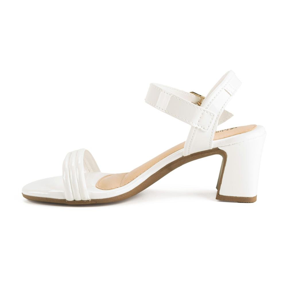 Sandália Mississipi de Salto Bloco Metalizada MC142 Branco 3