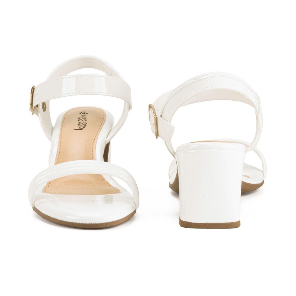 Sandália Mississipi de Salto Bloco Metalizada MC142 Branco 4