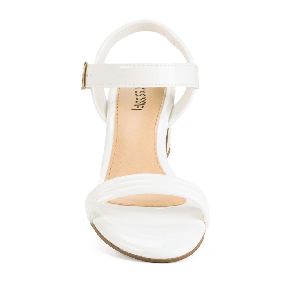 Sandália Mississipi de Salto Bloco Metalizada MC142 Branco 6