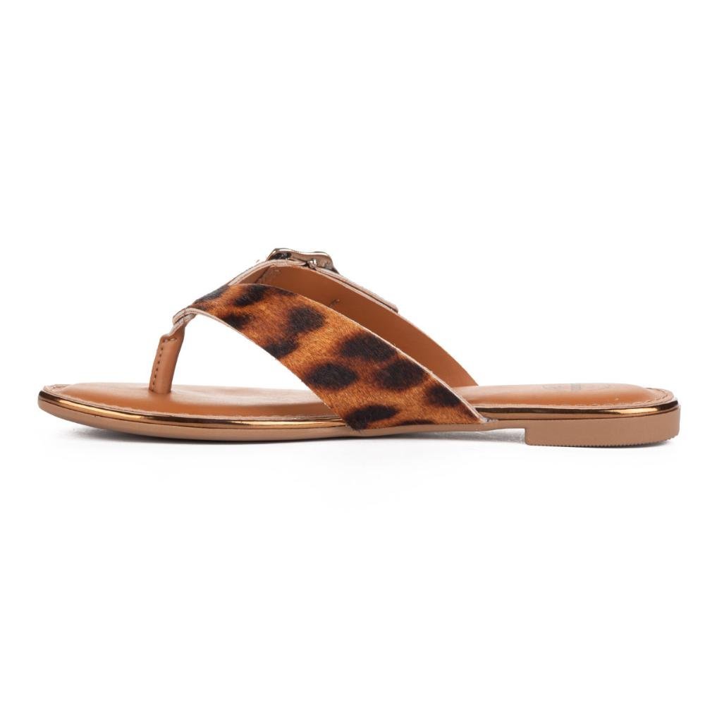 Chinelo Dakota Em Couro Animal Print Feminina Y8001 Onça 3