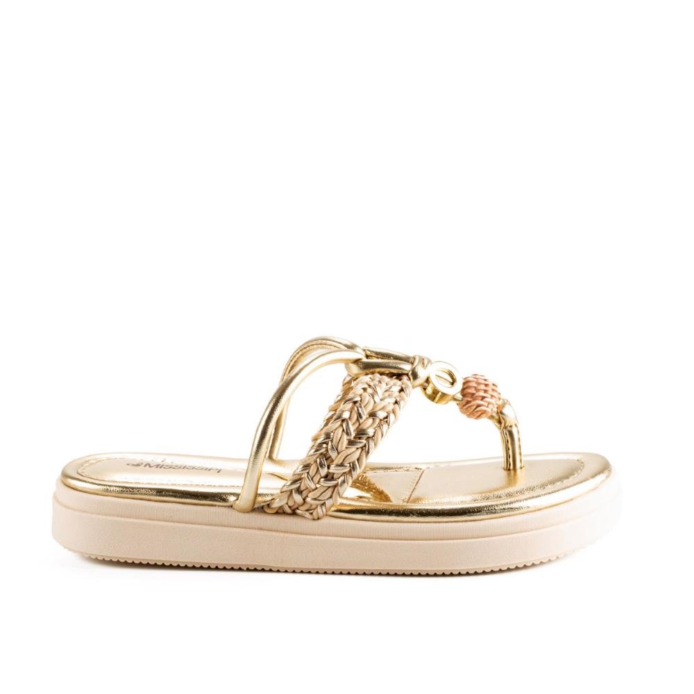 Chinelo Mississipi Flatform Metalizado MB084 Dourado 1