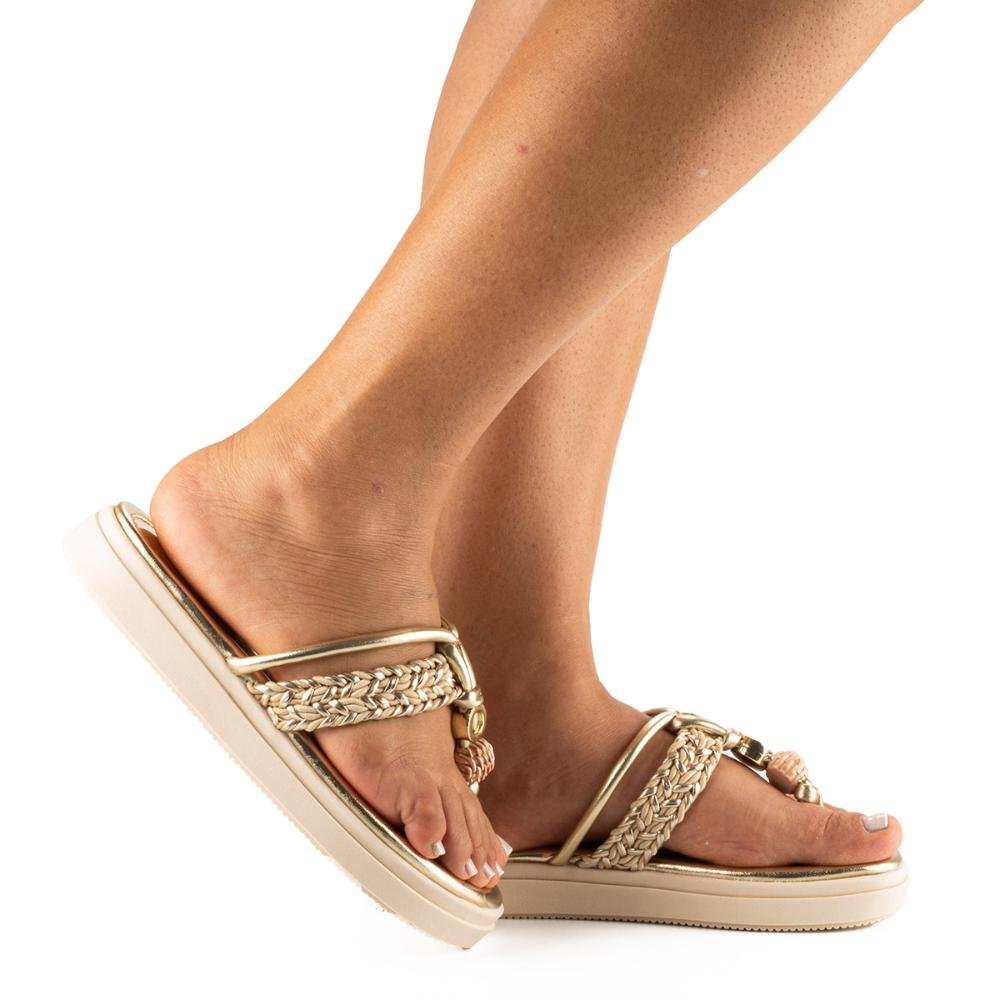 Chinelo Mississipi Flatform Metalizado MB084 Dourado 2