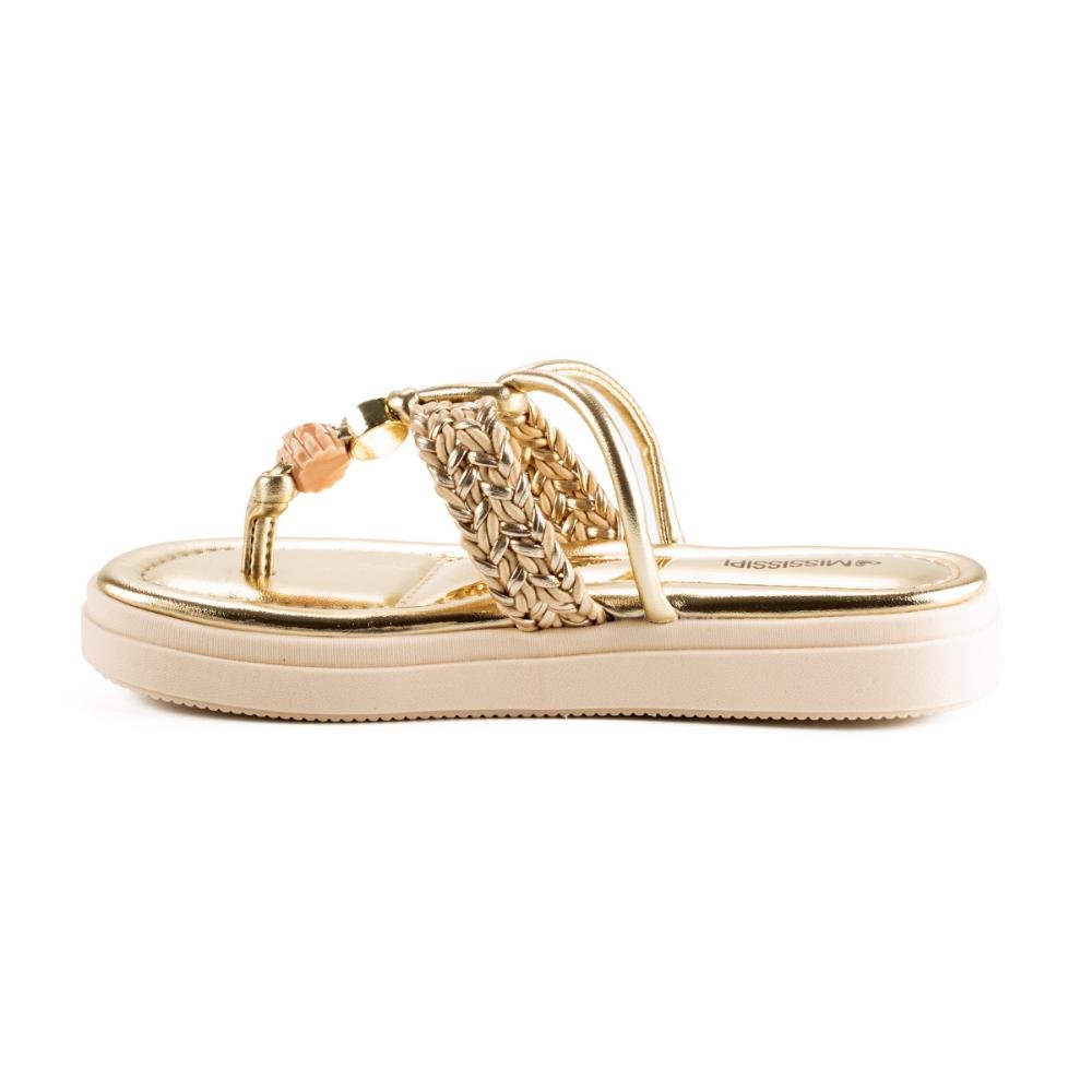 Chinelo Mississipi Flatform Metalizado MB084 Dourado 3