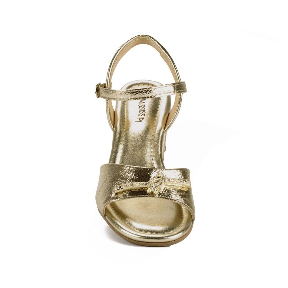 Sandália Mississipi de Salto Bloco Metalizada MB852 Dourado 6