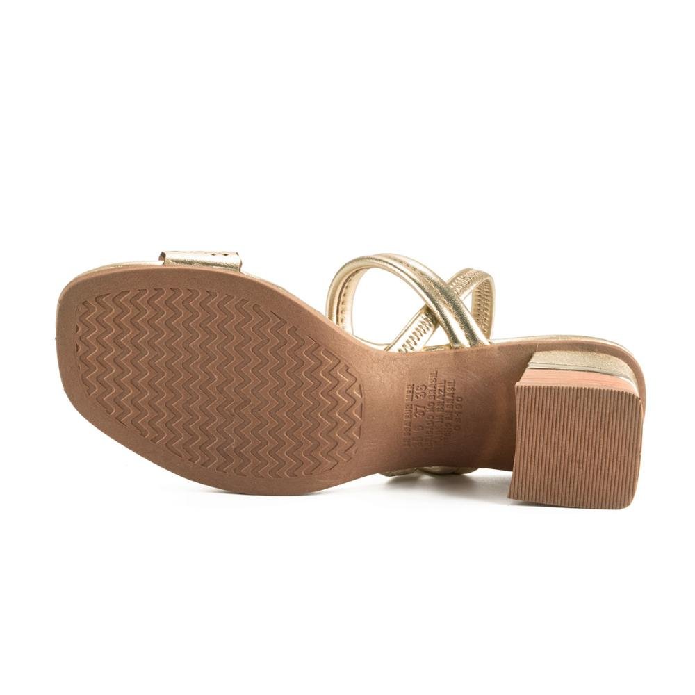 Sandália Mississipi de Salto Bloco Metalizada MB841 Dourado 5