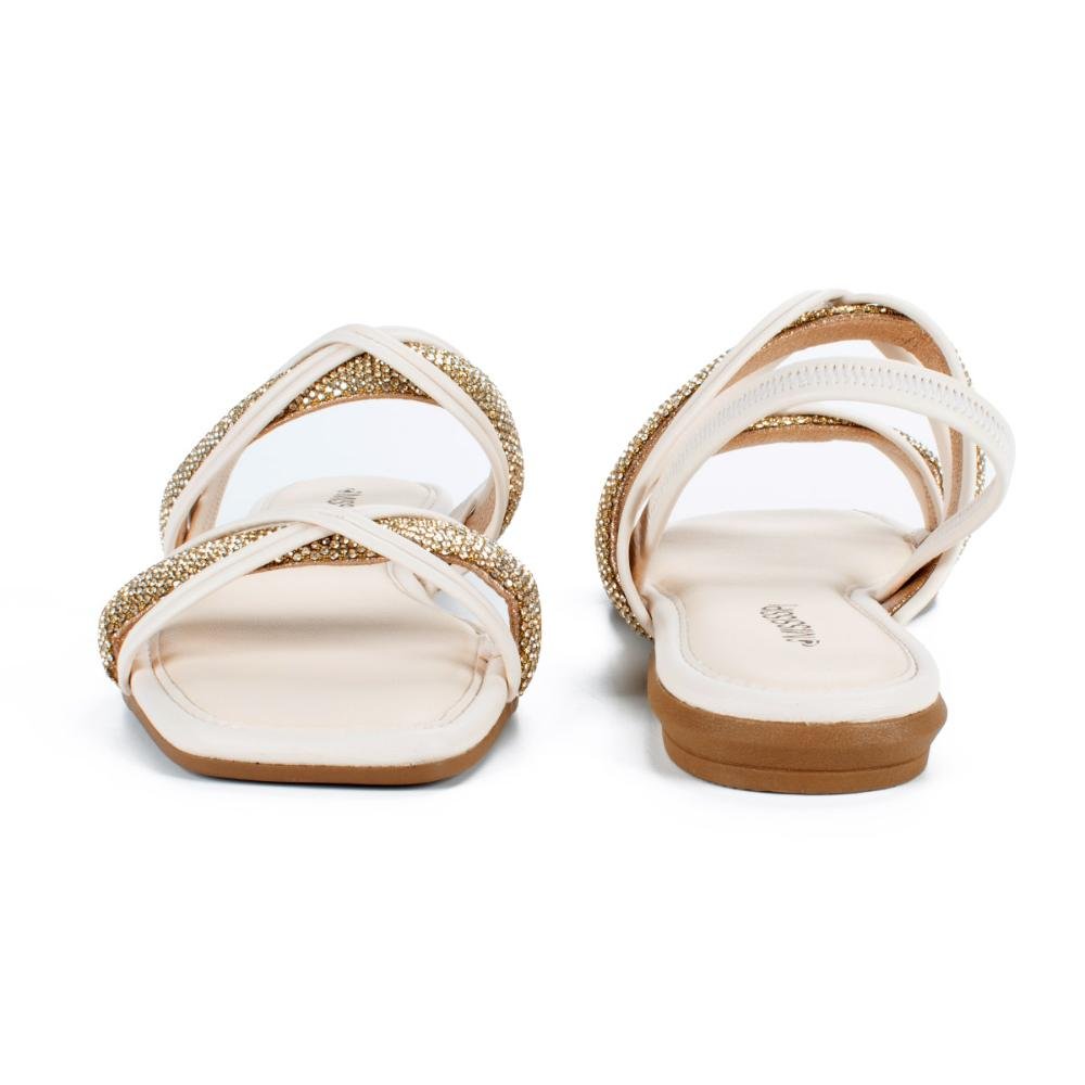 Sandália Mississipi Rasteira Metalizada MB383 Bege 4