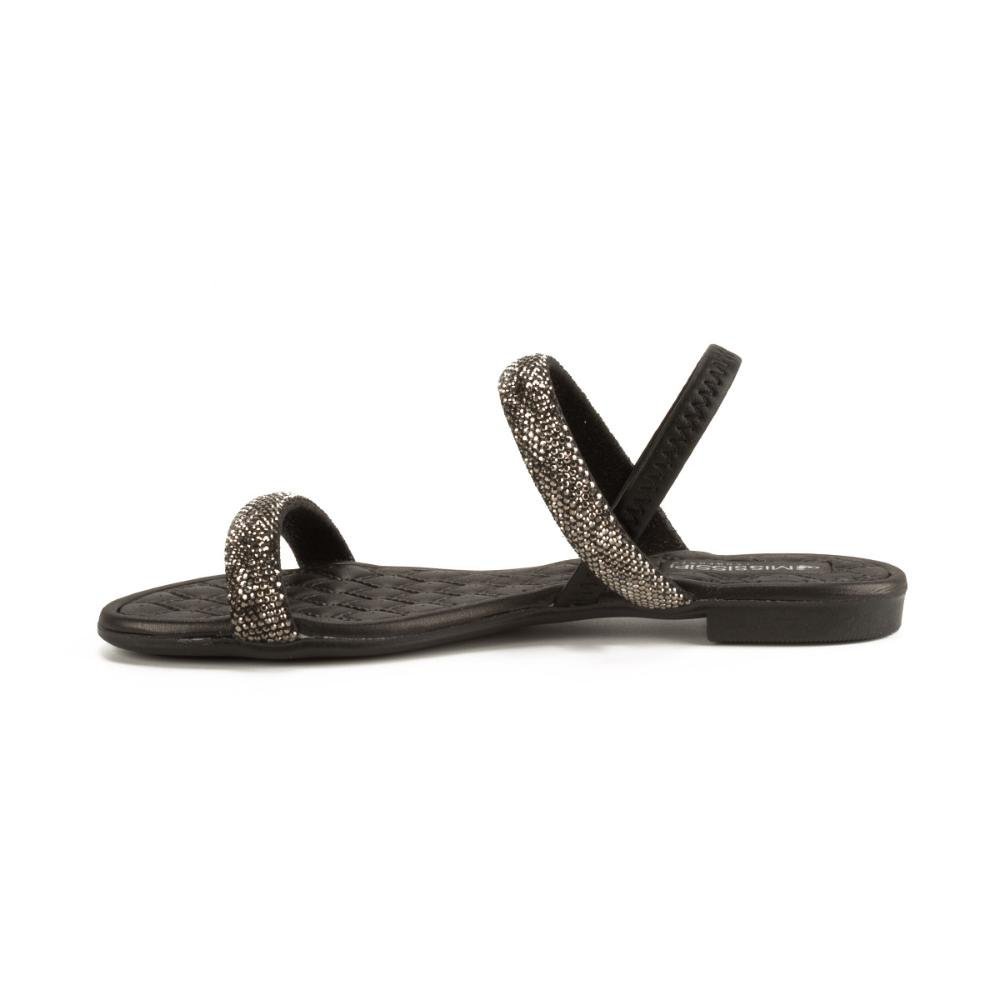 Sandália Mississipi Rasteira Com Brilhos Feminina MB282 Preto 3