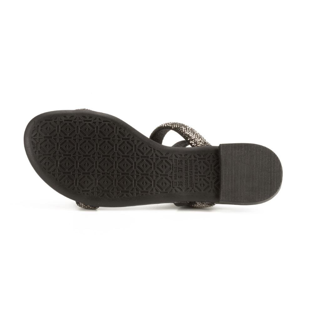 Sandália Mississipi Rasteira Com Brilhos Feminina MB282 Preto 5