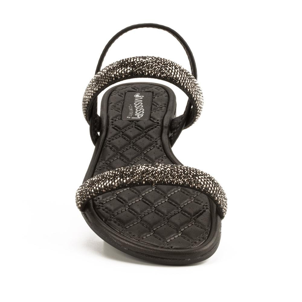 Sandália Mississipi Rasteira Com Brilhos Feminina MB282 Preto 6