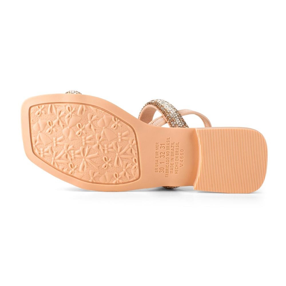 Sandália Pink Cat Infatil de Salto Baixo V4662 Bege 3