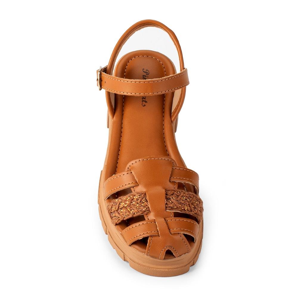 Sandália Pink Cats Infantil de Salto Bloco V4711 Marrom 5