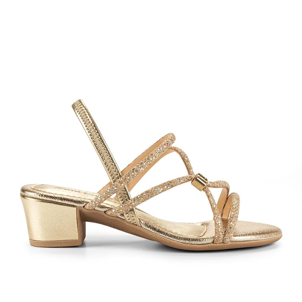 Sandália Pink Cats Infantil de Salto Bloco Metalizada V4771 Dourado 1