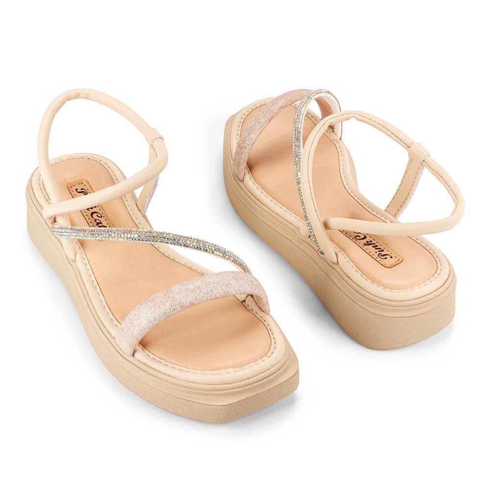 Sandália Pink Cats Infantil Flatform V4691 Bege 6