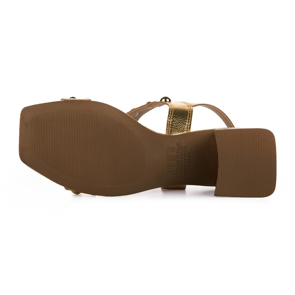 Sandália Tanara de Salto Bloco Metalizada T8636 Dourado 5
