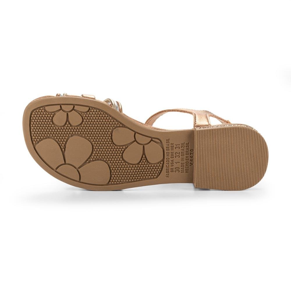 Sandália Pink Cats Infantil Rasteira Metalizada V4472 Ouro 3