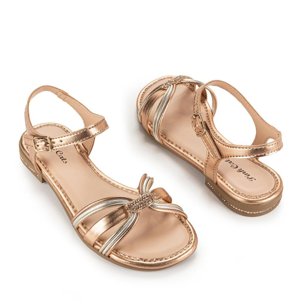 Sandália Pink Cats Infantil Rasteira Metalizada V4472 Ouro 6