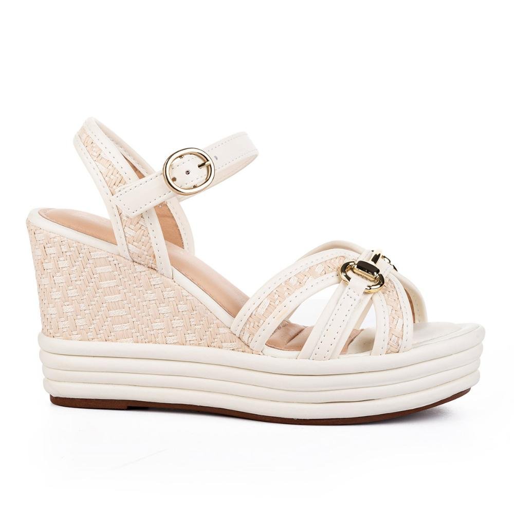 Sandália Tanara Anabela Claro Feminina T8702 Off White 1