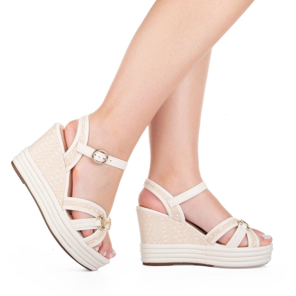 Sandália Tanara Anabela Claro Feminina T8702 Off White 2