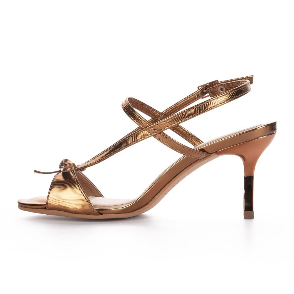 Sandália Tanara de Salto Alto Metalizada T8673 Dourado 3