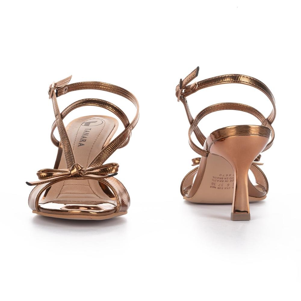 Sandália Tanara de Salto Alto Metalizada T8673 Dourado 4