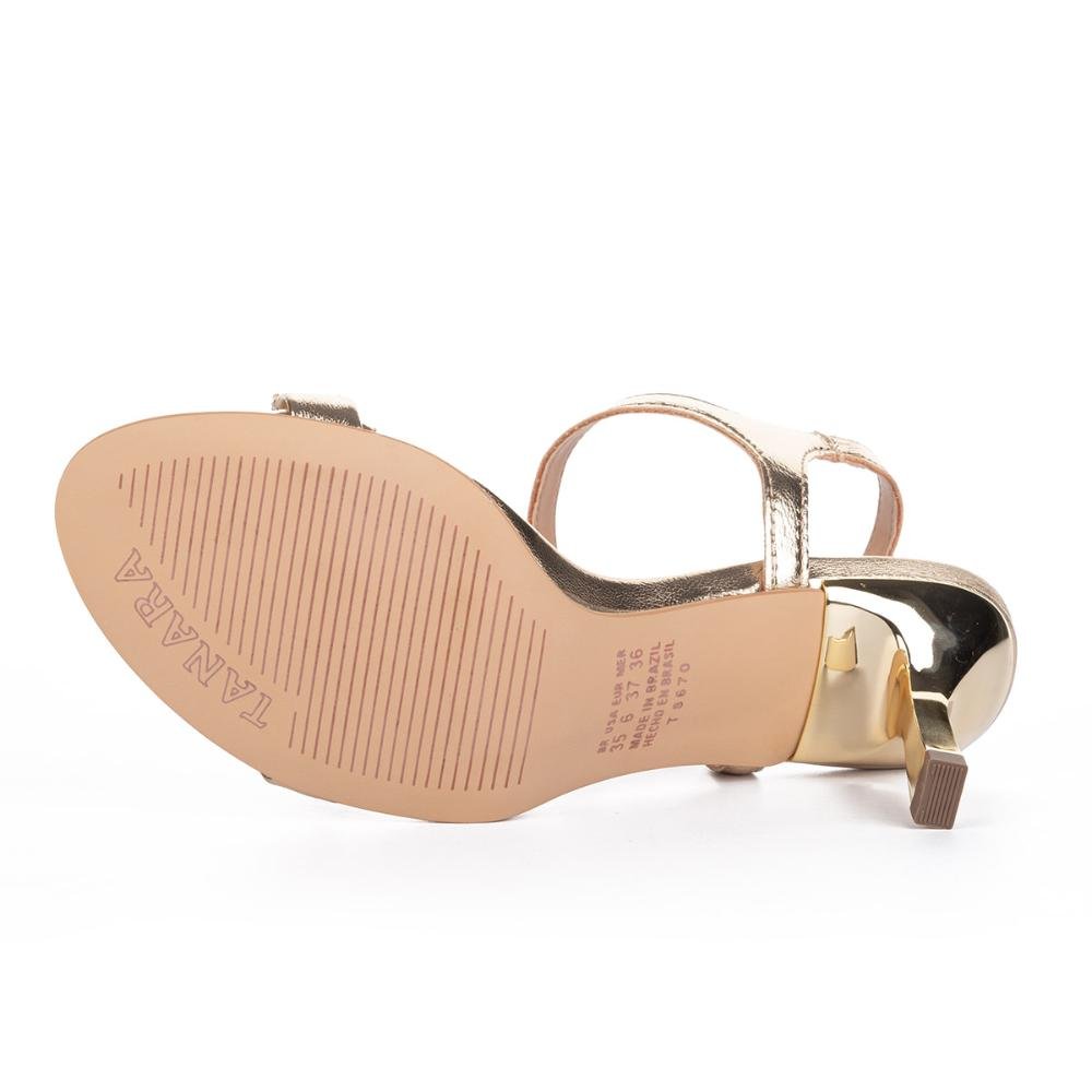Sandália Tanara de Salto Alto Metalizada T8671 Dourado 5
