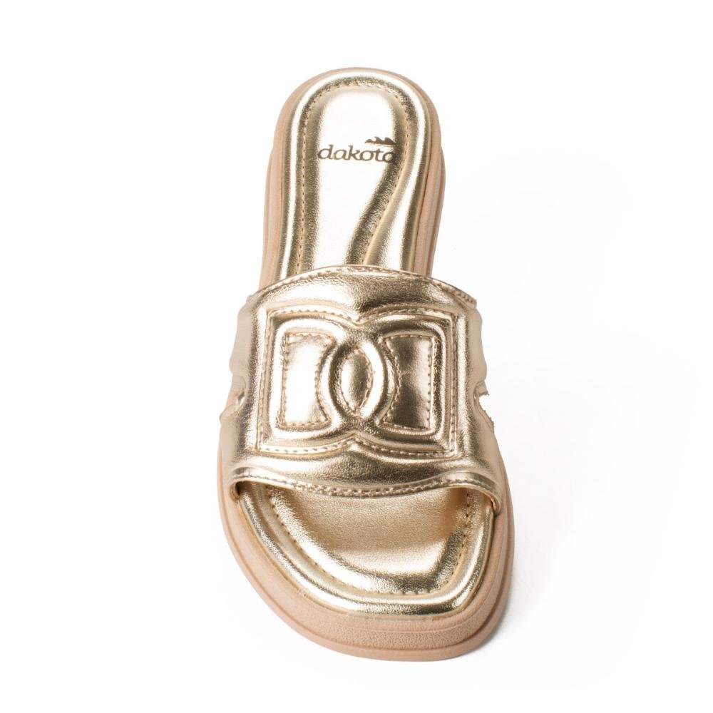 Slide Dakota Flatform Metalizado Feminino Y7611 Ouro 6