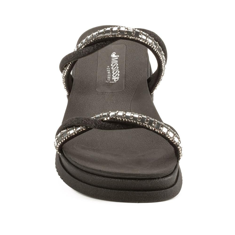 Slide Mississipi Flatform Com Brilhos Feminino MB301 Preto 6