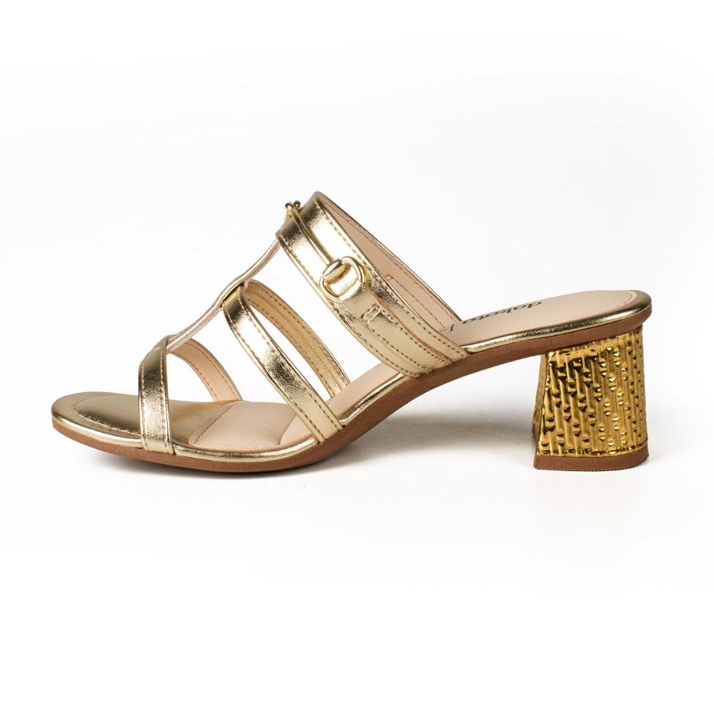 Tamanco Dakota de Salto Bloco Metalizado Y8232 Dourado 3