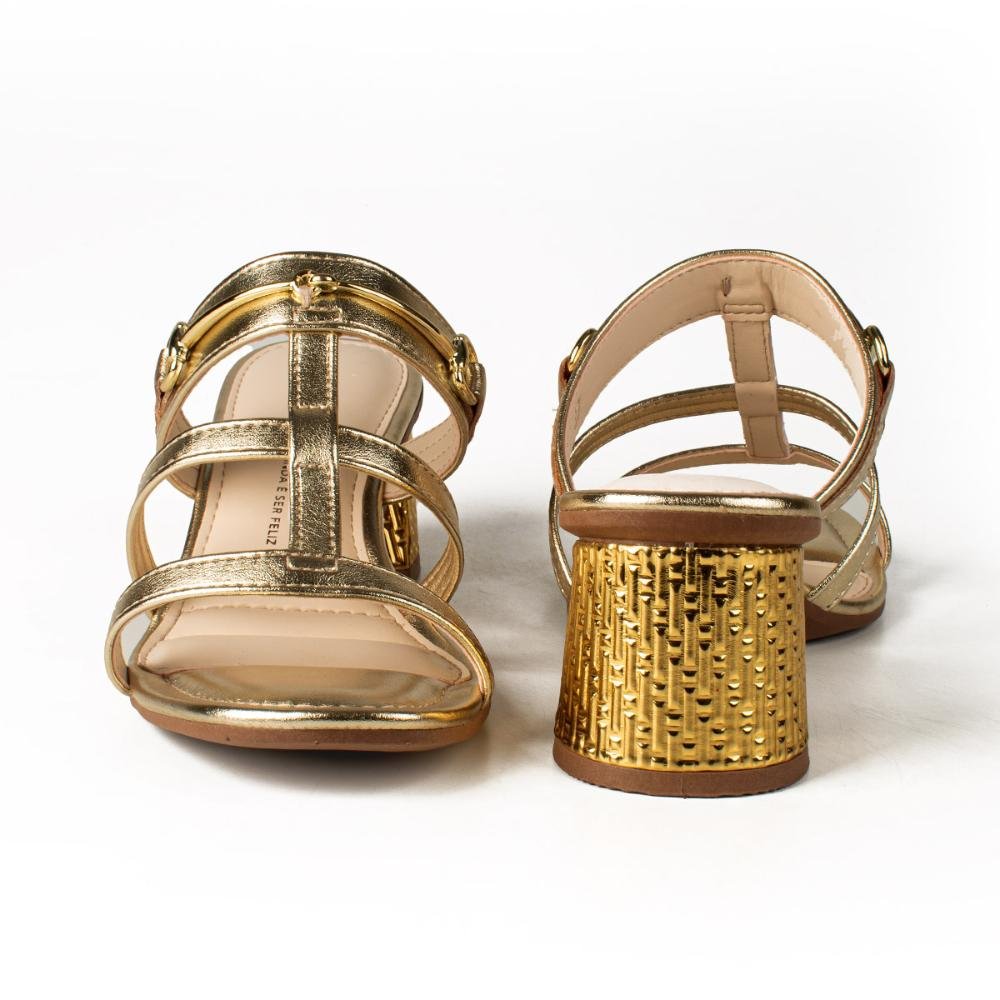 Tamanco Dakota de Salto Bloco Metalizado Y8232 Dourado 5