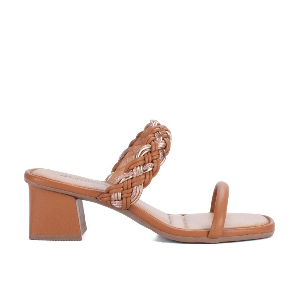 Tamanco Mississipi de Salto Bloco Claro Feminino MB441 Caramelo 1